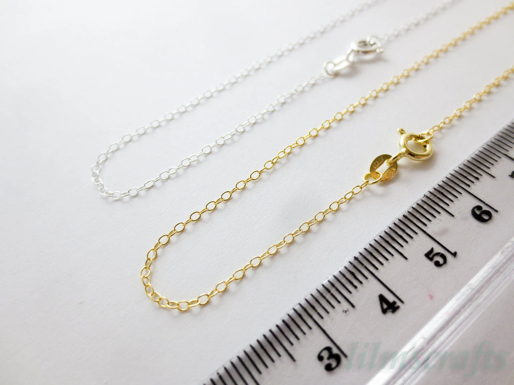 Solid 925 Sterling Silver Oval Cable Necklace • 1.5x2mm • 14"–24" • Silver Yellow Gold Rose Gold Vermeil