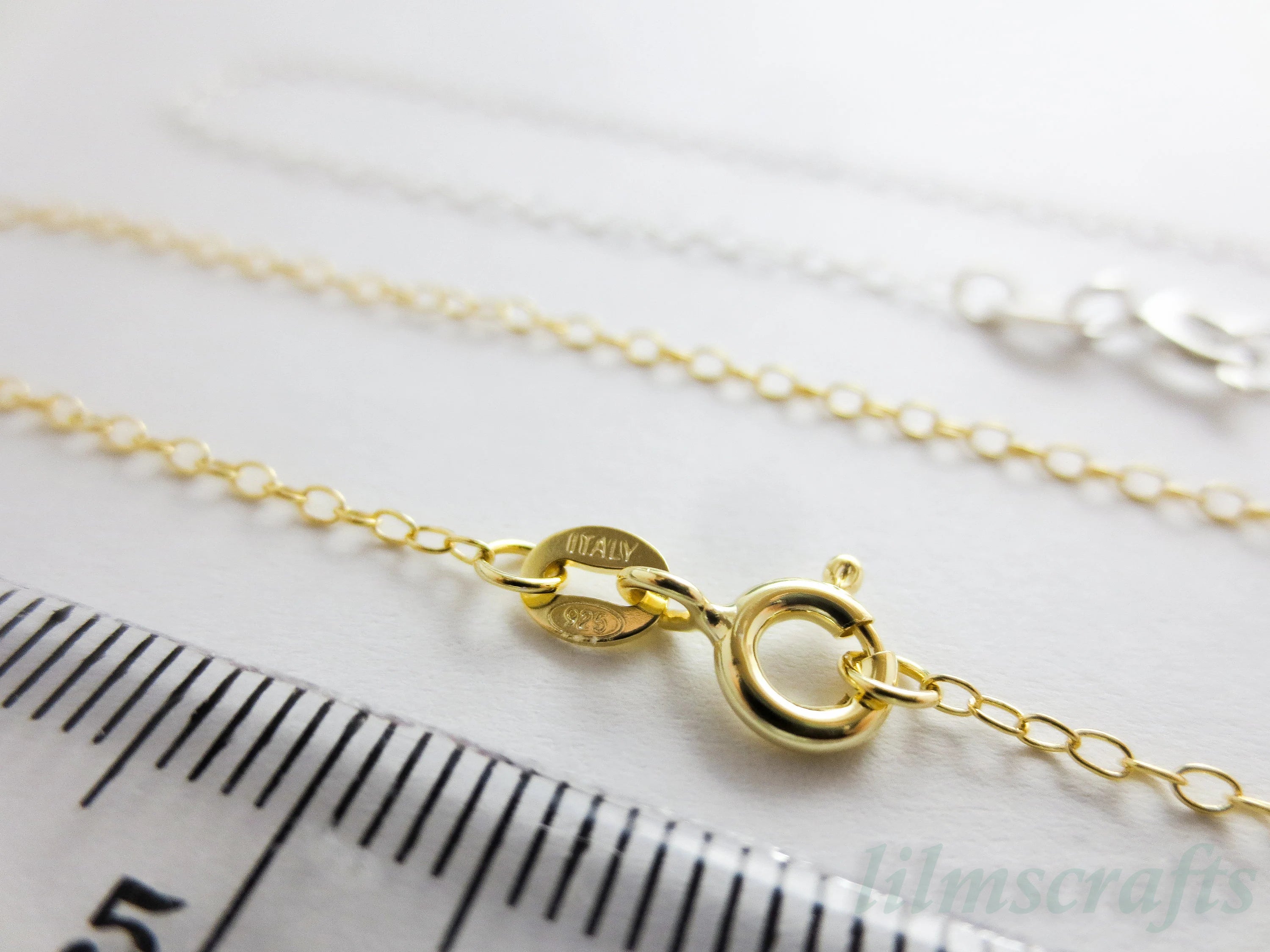 Solid 925 Sterling Silver Oval Cable Necklace • 1.5x2mm • 14"–24" • Silver Yellow Gold Rose Gold Vermeil