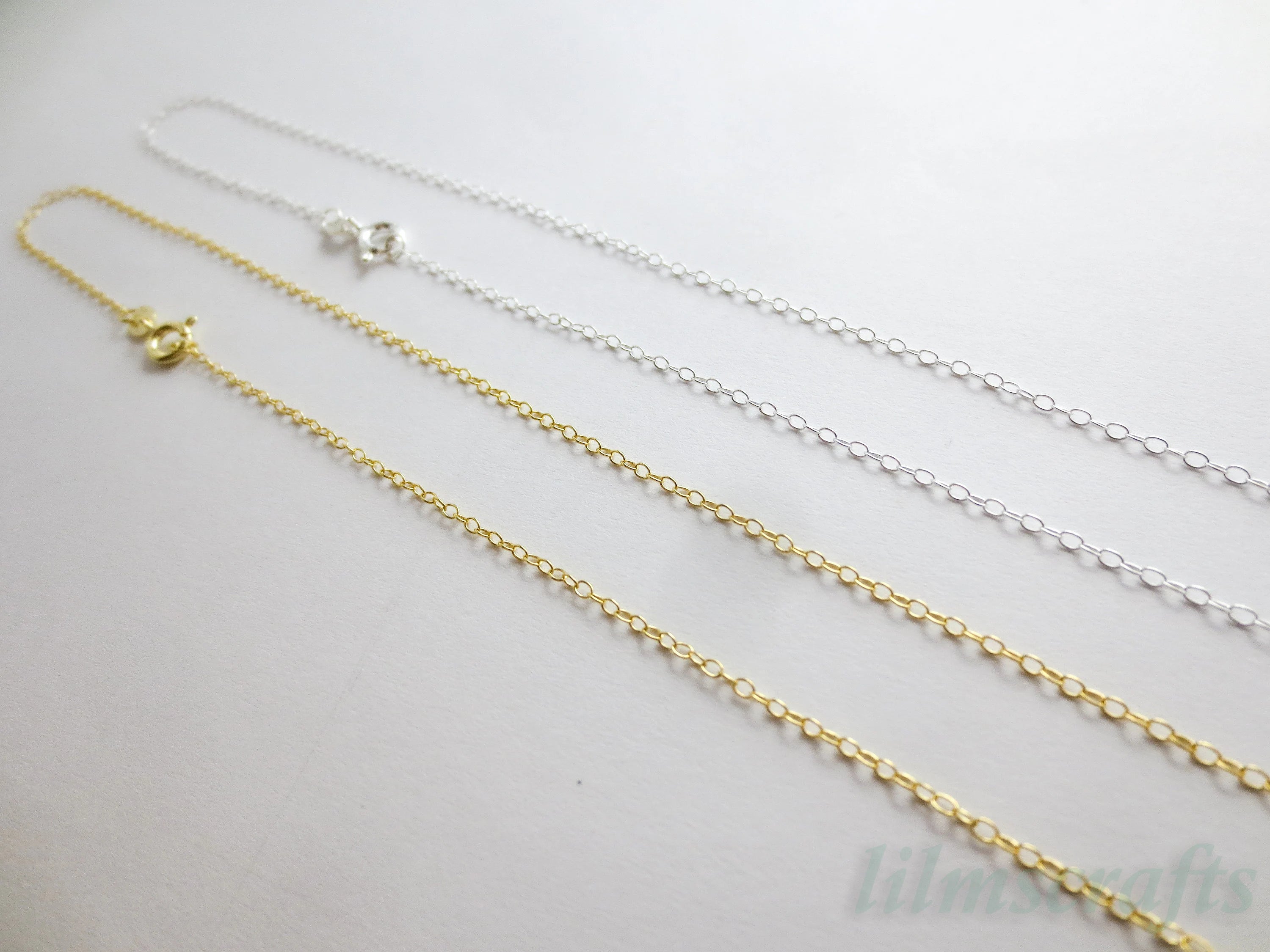 Solid 925 Sterling Silver Oval Cable Necklace • 1.5x2mm • 14"–24" • Silver Yellow Gold Rose Gold Vermeil