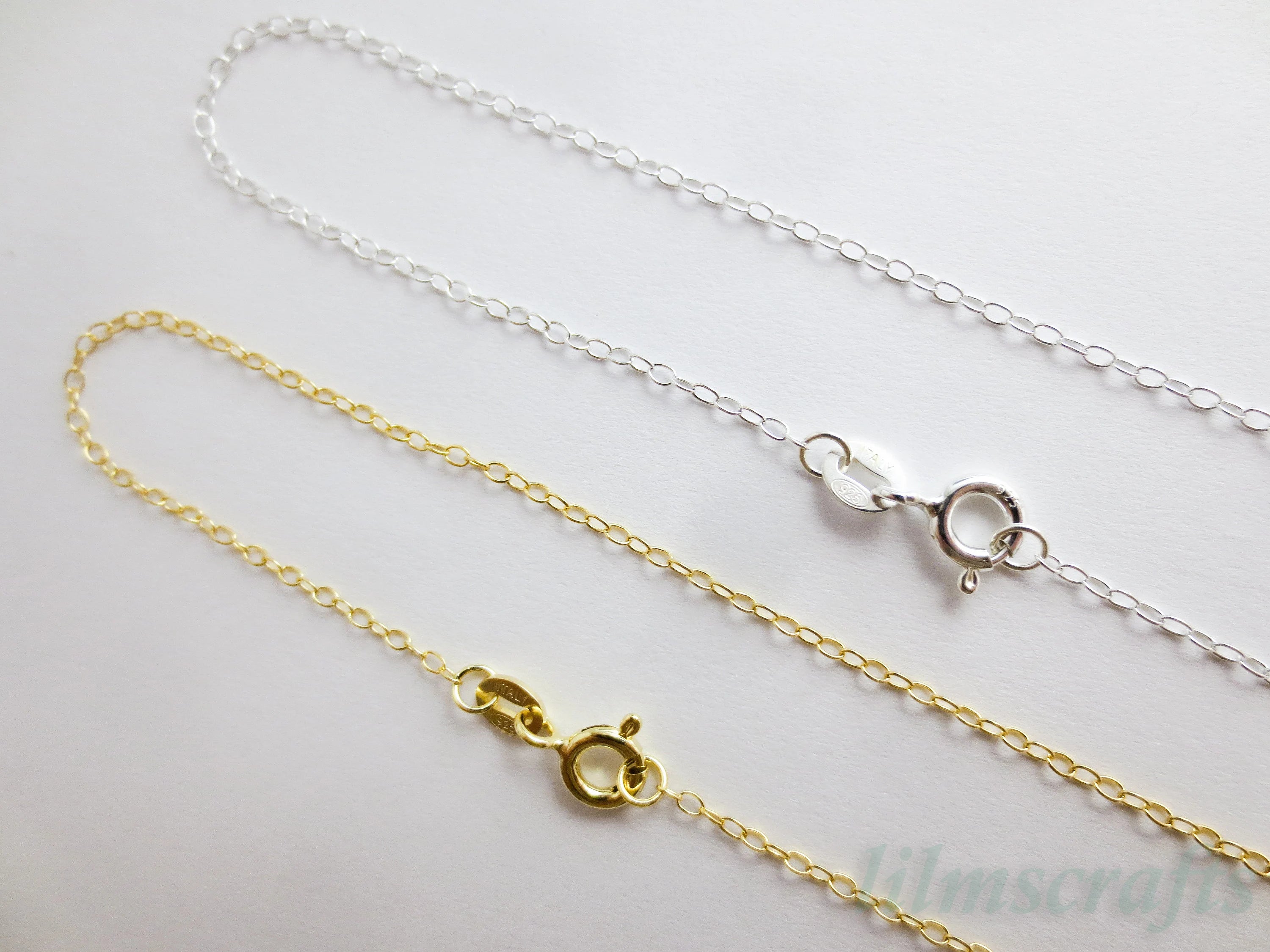 Solid 925 Sterling Silver Oval Cable Necklace • 1.5x2mm • 14"–24" • Silver Yellow Gold Rose Gold Vermeil