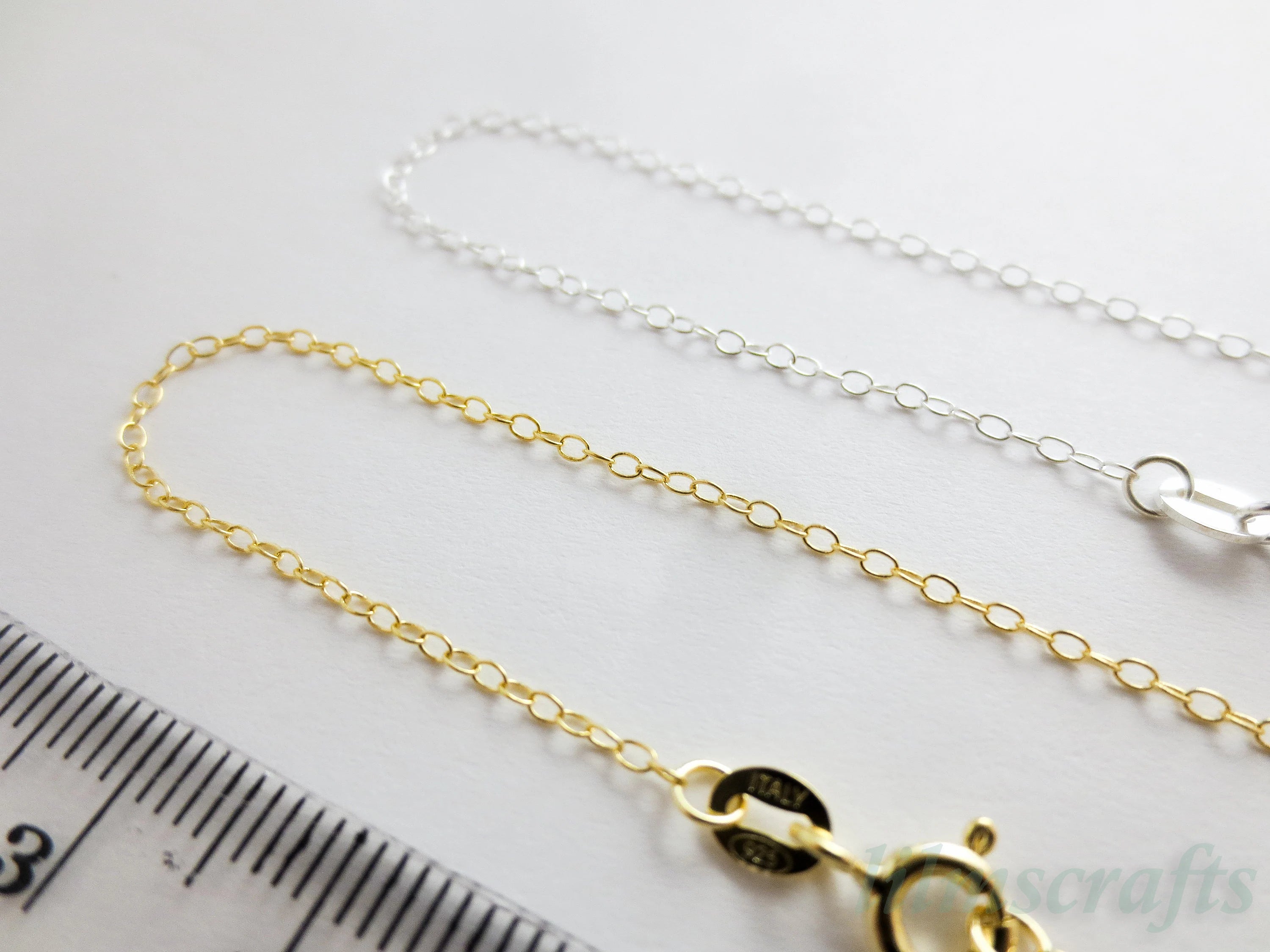 Solid 925 Sterling Silver Oval Cable Necklace • 1.5x2mm • 14"–24" • Silver Yellow Gold Rose Gold Vermeil