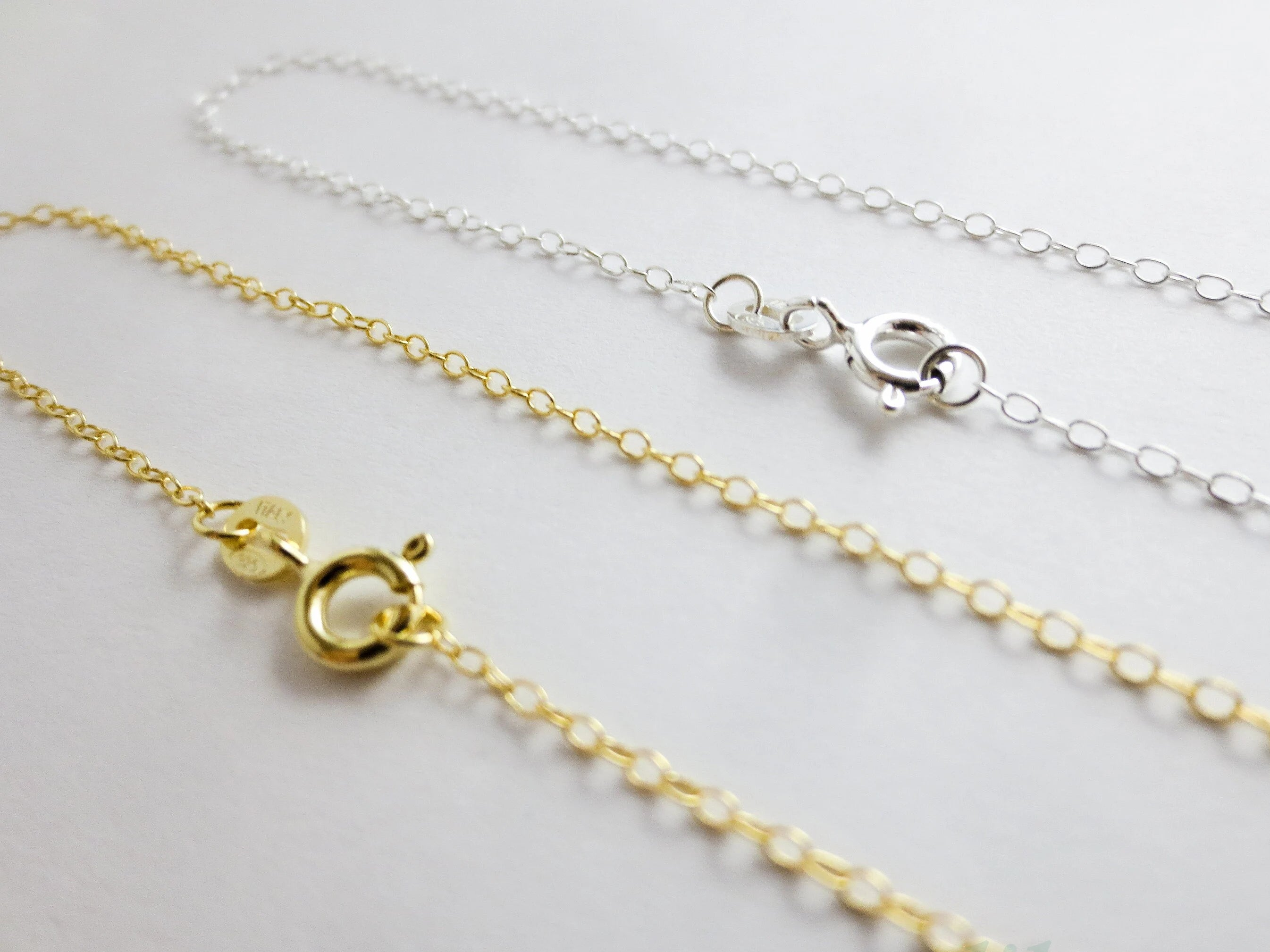 Solid 925 Sterling Silver Oval Cable Necklace • 1.5x2mm • 14"–24" • Silver Yellow Gold Rose Gold Vermeil