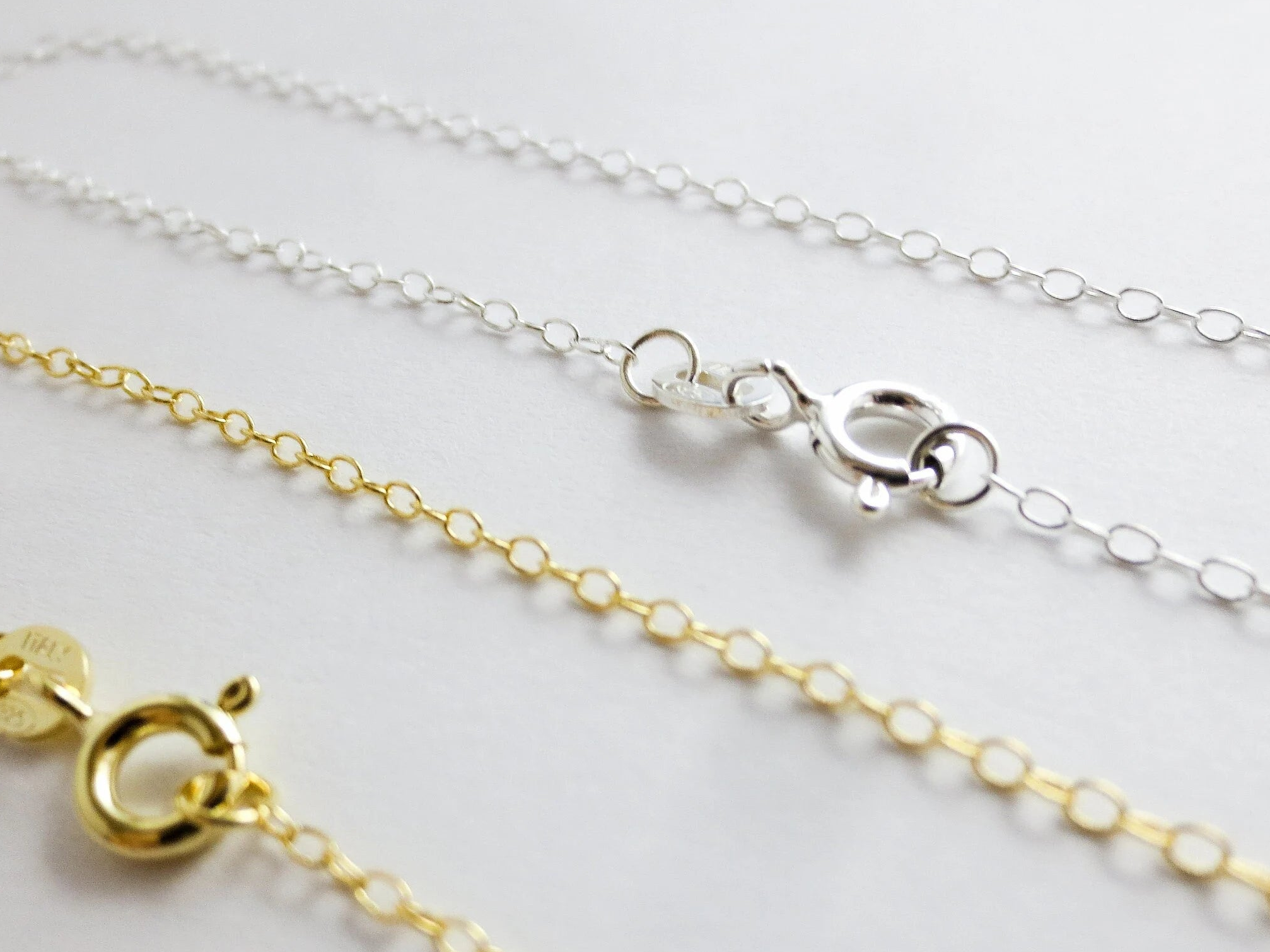 Solid 925 Sterling Silver Oval Cable Necklace • 1.5x2mm • 14"–24" • Silver Yellow Gold Rose Gold Vermeil