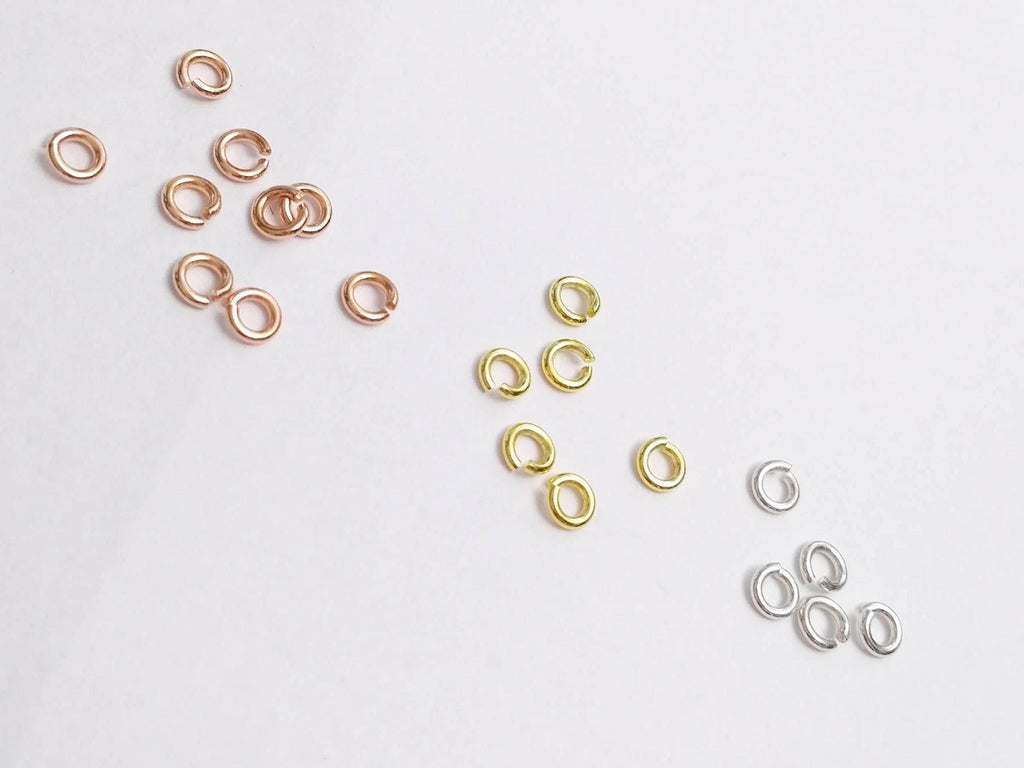 20ga 3.5mm Solid 925 Sterling Silver Open Jump Rings • 18K Gold Rose Vermeil • Jewelry Making Supplies