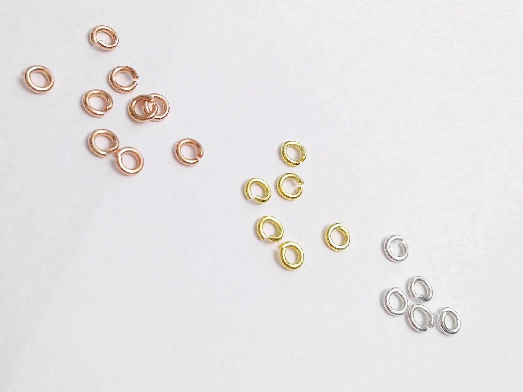 20ga 3.5mm Solid 925 Sterling Silver Open Jump Rings • 18K Gold Rose Vermeil • Jewelry Making Supplies