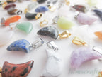 RESTOCK Natural Crystal Moon Crescent Pendant • Silver Gold Rose Stainless Steel • Gemstone Charm • Jewelry Making Supplies DIY