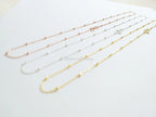 Solid 925 Sterling Silver Satellite Bead Chain Necklace • Spring Clasp • Silver Yellow Gold Rose Gold Vermeil • 14"–24"