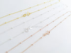 Solid 925 Sterling Silver Satellite Bead Chain Necklace • Spring Clasp • Silver Yellow Gold Rose Gold Vermeil • 14"–24"