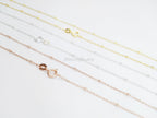 Solid 925 Sterling Silver Satellite Bead Chain Necklace • Spring Clasp • Silver Yellow Gold Rose Gold Vermeil • 14"–24"
