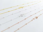 Solid 925 Sterling Silver Satellite Bead Chain Necklace • Spring Clasp • Silver Yellow Gold Rose Gold Vermeil • 14"–24"