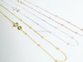 Solid 925 Sterling Silver Satellite Bead Chain Necklace • Spring Clasp • Silver Yellow Gold Rose Gold Vermeil • 14"–24"