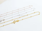 Solid 925 Sterling Silver Satellite Bead Chain Necklace • Spring Clasp • Silver Yellow Gold Rose Gold Vermeil • 14"–24"