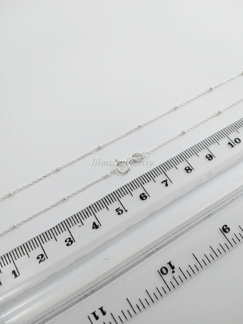 Solid 925 Sterling Silver Satellite Bead Chain Necklace • Spring Clasp • Silver Yellow Gold Rose Gold Vermeil • 14"–24"