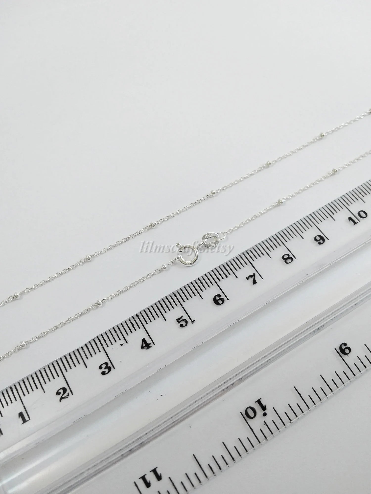 Solid 925 Sterling Silver Satellite Bead Chain Necklace • Spring Clasp • Silver Yellow Gold Rose Gold Vermeil • 14"–24"