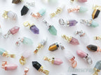Small Natural Crystal Point Pendant • Gold Rose Silver Plated • Petite Stone Charm • Jewelry Making Supplies DIY