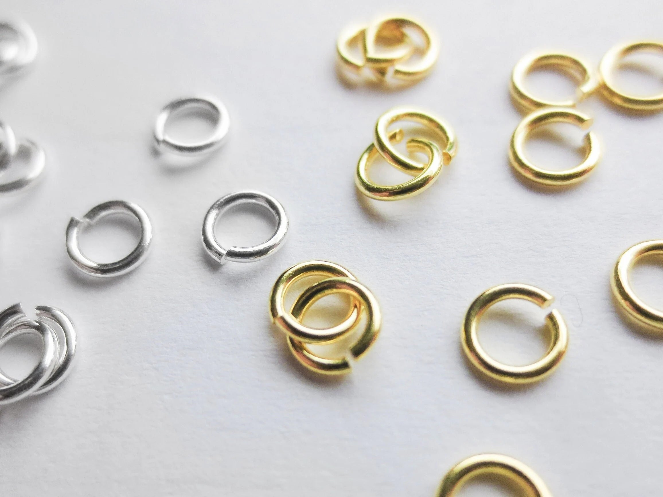 4mm 21ga 0.7mm Solid 925 Sterling Silver Open Jump Rings • Gold Rose Silver • Jewelry Making Supplies DIY