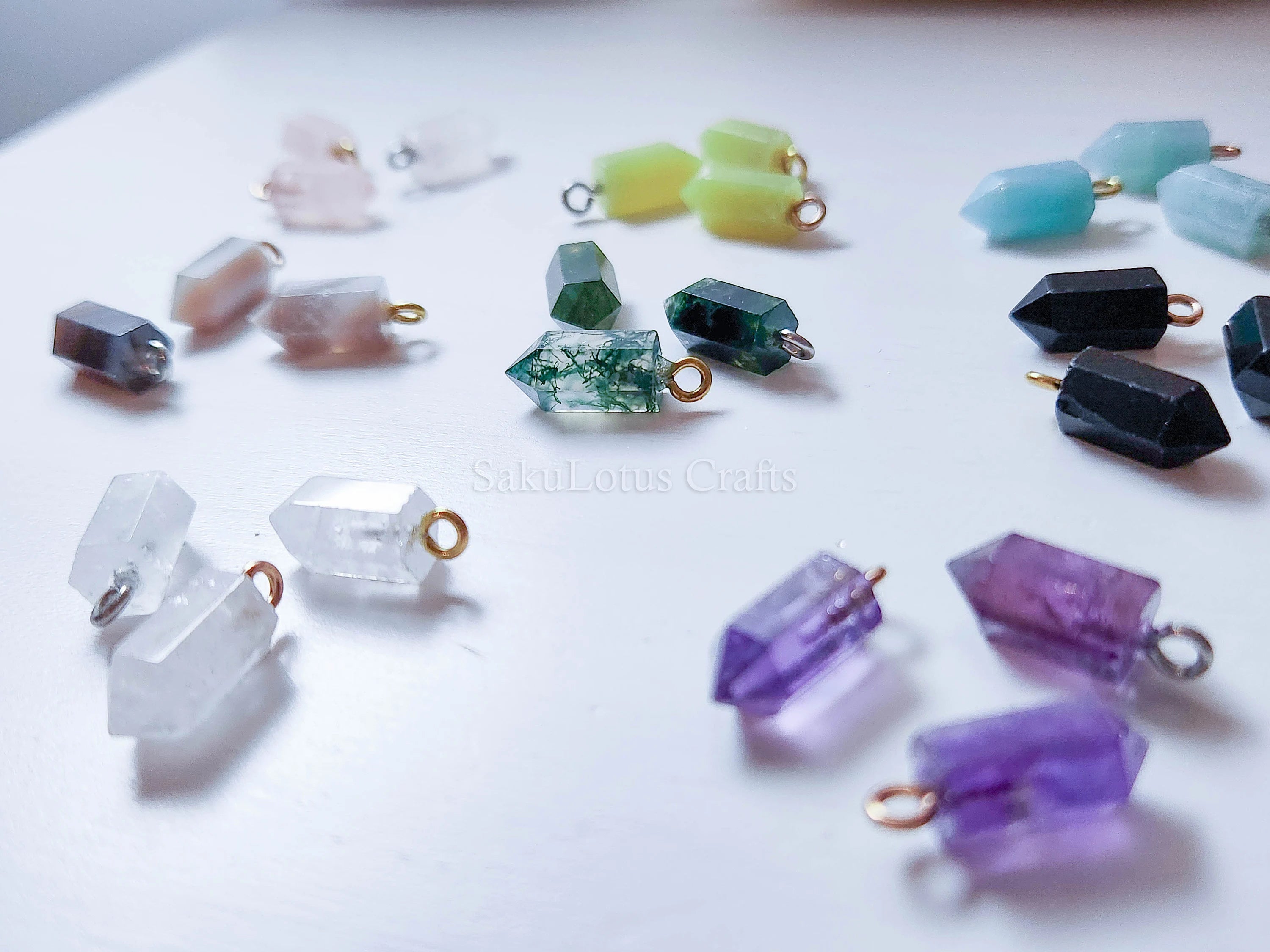 Small Natural Crystal Point Pendant • 18k Gold Rose Silver • Petite Stone Charm • Jewelry Making Supplies DIY