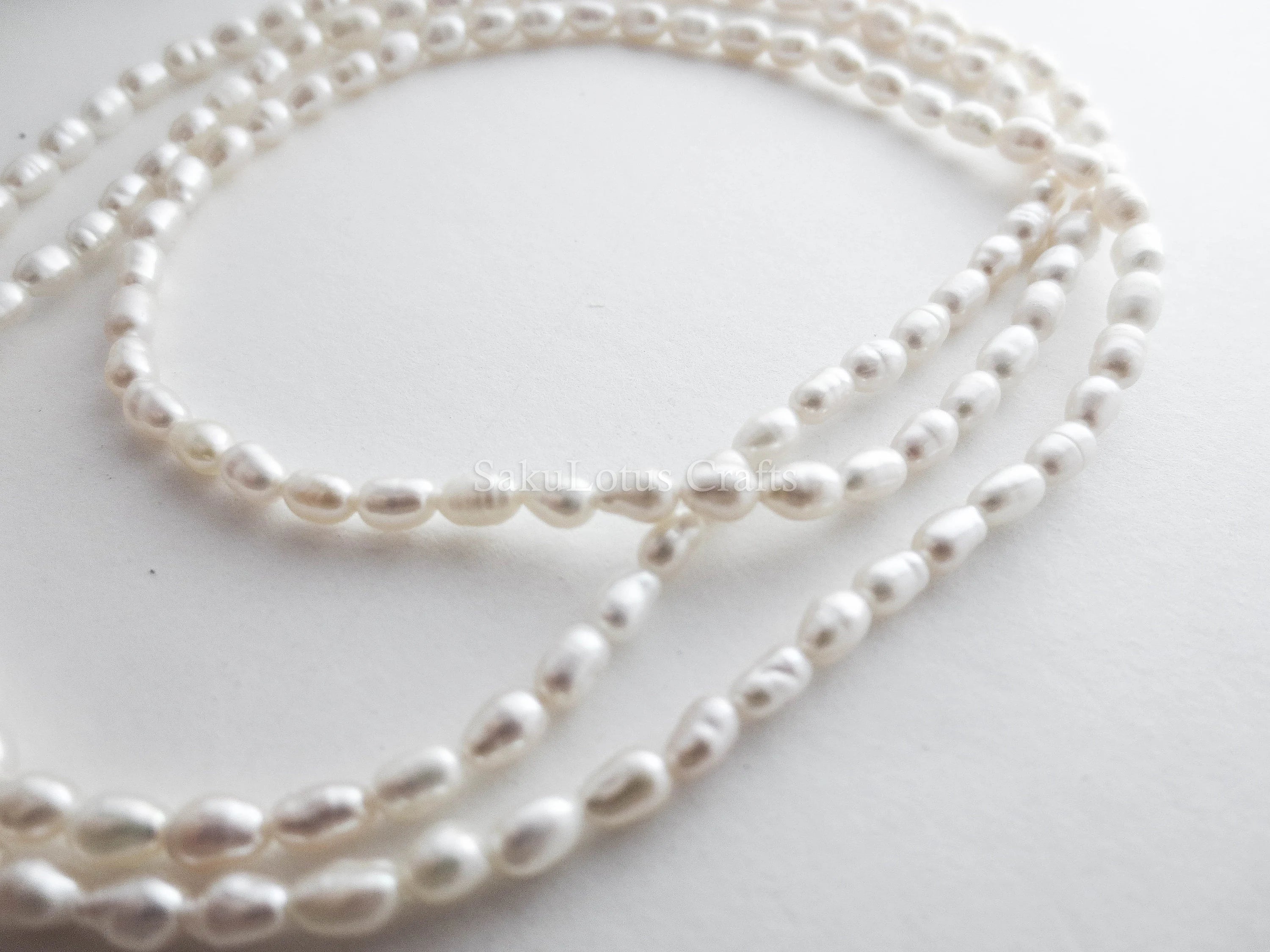 Natural Genuine Freshwater 3mm White Rice Pearl Necklace Bracelet Stainless Steel 18k Gold Rose Gold Lobster Clasp Extender