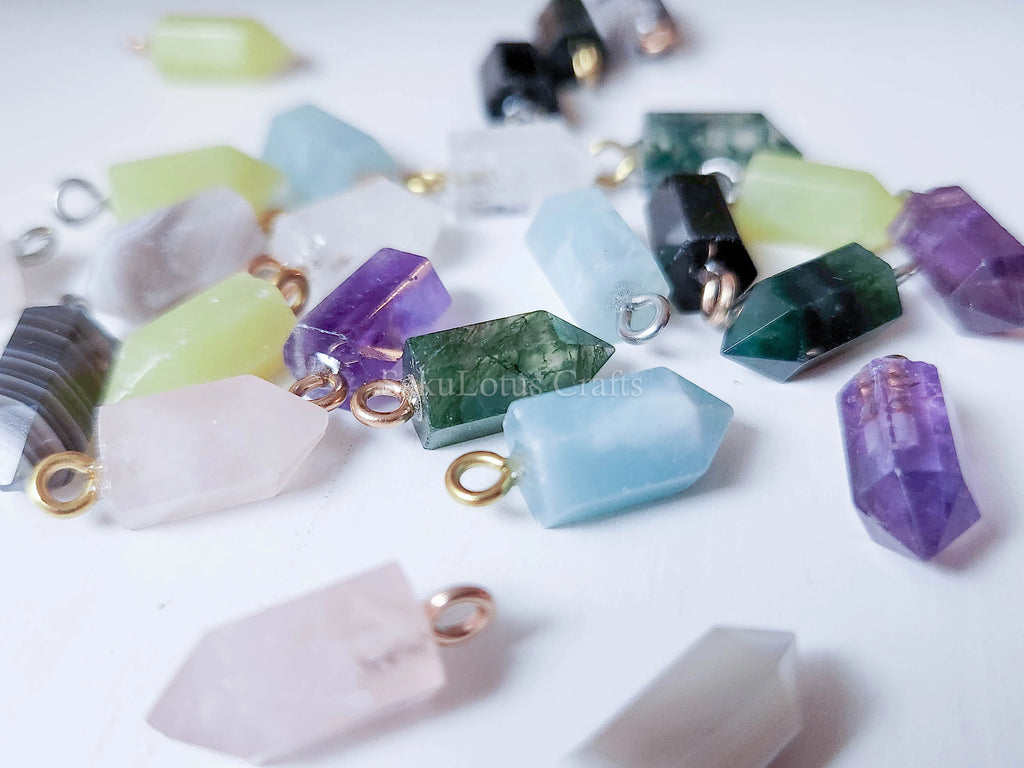 Small Natural Crystal Point Pendant • 18k Gold Rose Silver • Petite Stone Charm • Jewelry Making Supplies DIY