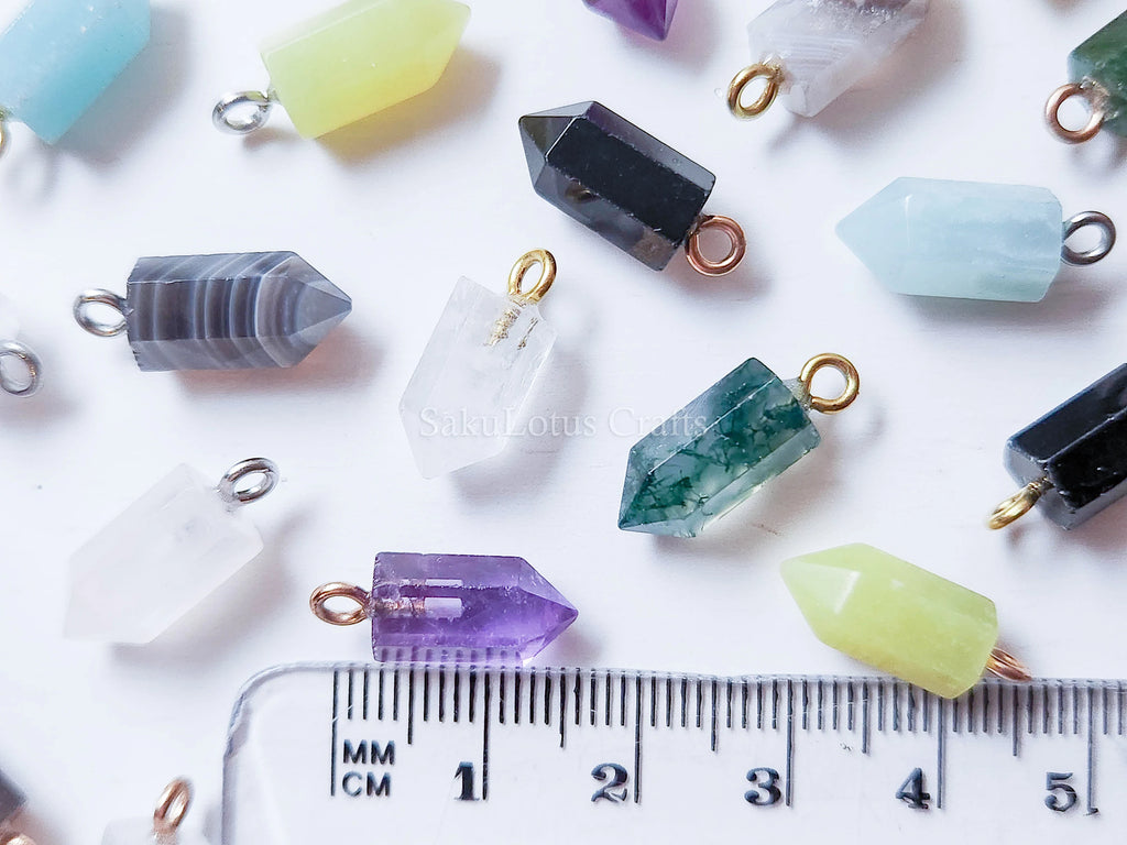 Small Natural Crystal Point Pendant • 18k Gold Rose Silver • Petite Stone Charm • Jewelry Making Supplies DIY