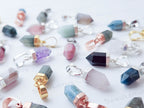 Small Natural Crystal Point Pendant • Gold Rose Silver Plated • Petite Stone Charm • Jewelry Making Supplies DIY
