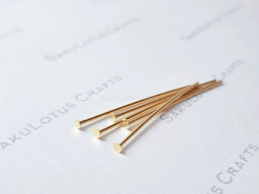 29mm Rose Gold Plated 925 Sterling Silver Flat T Head Pins • 21ga • Jewelry Making Supplies