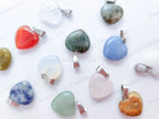 RESTOCK Natural Crystal Heart Pendant • 16mm Gemstone Charm • Silver Gold Rose Gold Stainless Steel • Jewelry Making Supplies