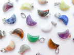 RESTOCK Natural Crystal Moon Crescent Pendant • Silver Gold Rose Stainless Steel • Gemstone Charm • Jewelry Making Supplies DIY