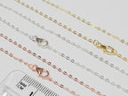 Solid 925 Sterling Silver Flat Cable Necklace Chain • Lobster Clasp • 16" 18" 20" 22" 24" • Gold Rose Vermeil