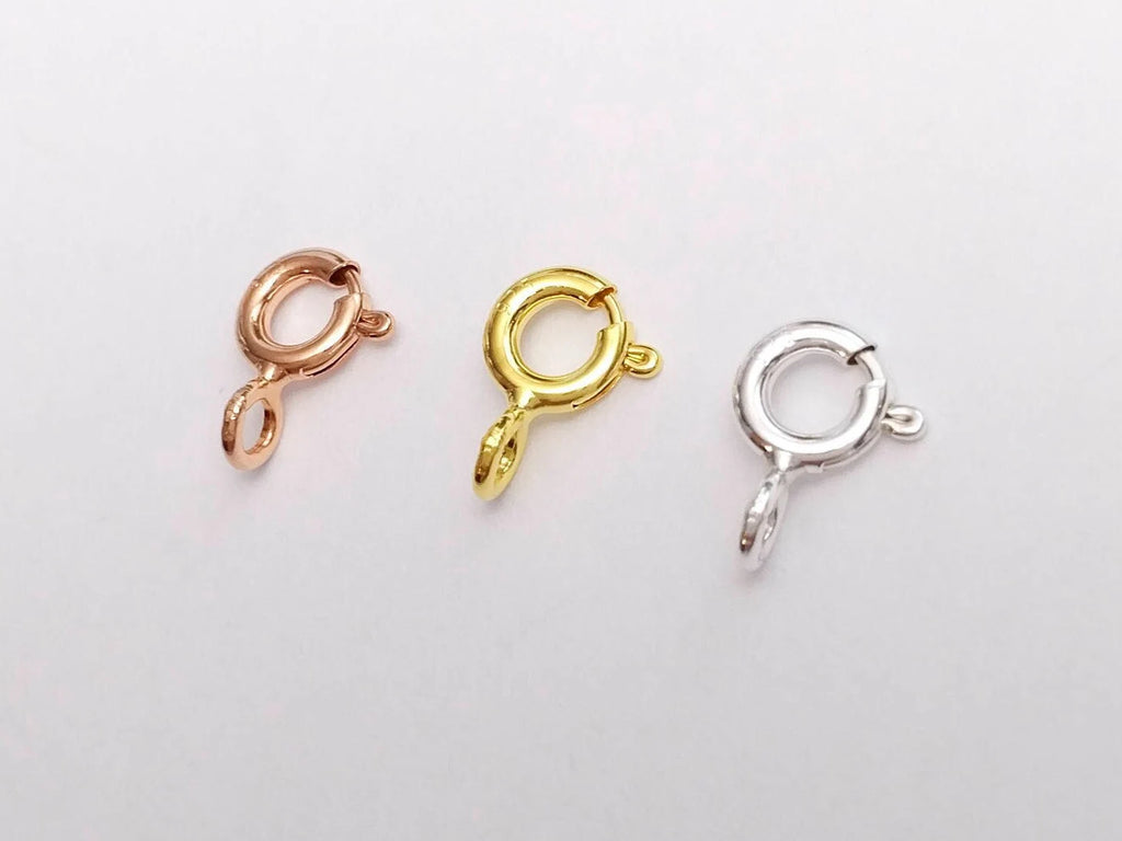 925 Sterling Silver Spring Clasps • 5.5mm Open Ring Connector • Gold Rose Vermeil • Jewelry Making Supplies