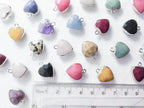 RESTOCK Small Natural Crystal Heart Pendant • Gold Silver Edge • Semi-Precious Gemstone Charm • Jewelry Making Supplies