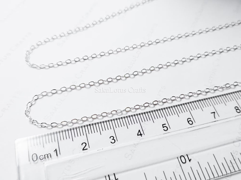 RESTOCKED 2026 Solid 925 Sterling Silver Flat Oval Cable Chain • 1.8x2.6mm • Unfinished By the Foot • Jewelry Making Supplies