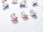 Mini Natural White Raw Druzy Quartz Crescent Moon Pendant • 18mm • Silver Gold Rose • Jewelry Making Charm