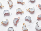 Mini Natural White Raw Druzy Quartz Crescent Moon Pendant • 18mm • Silver Gold Rose • Jewelry Making Charm
