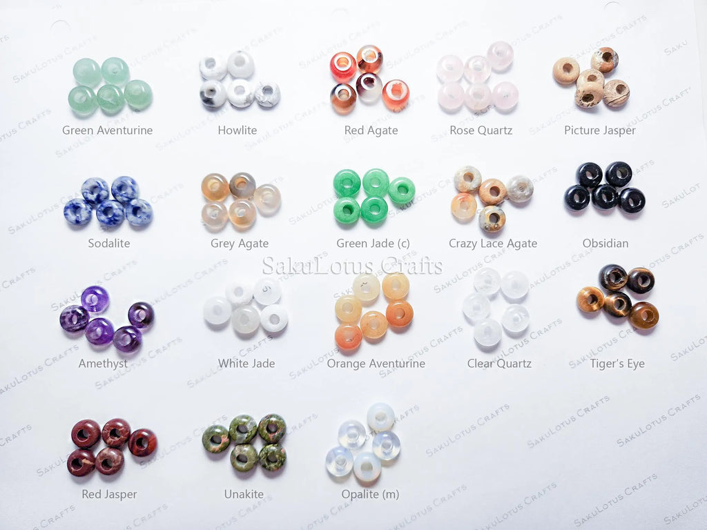 Natural Crystal Tiny Donut Ring Beads • 10mm with 4mm Hole • Gemstone Mini Charms • Jewelry Making Supplies