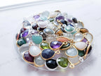 15mm Natural Gemstone Bezel Drop Pendant • 925 Sterling Silver • Gold Rose Vermeil • Teardrop Crystal Charm