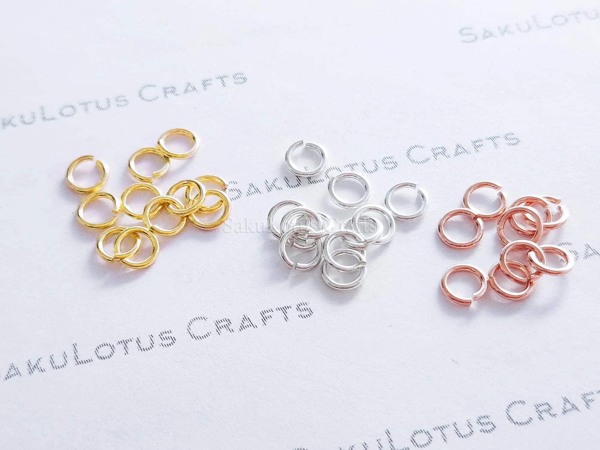 4.5mm, 5mm Solid 925 Sterling Silver Round Open Jump Rings • 18k Yellow & Rose Gold Vermeil
