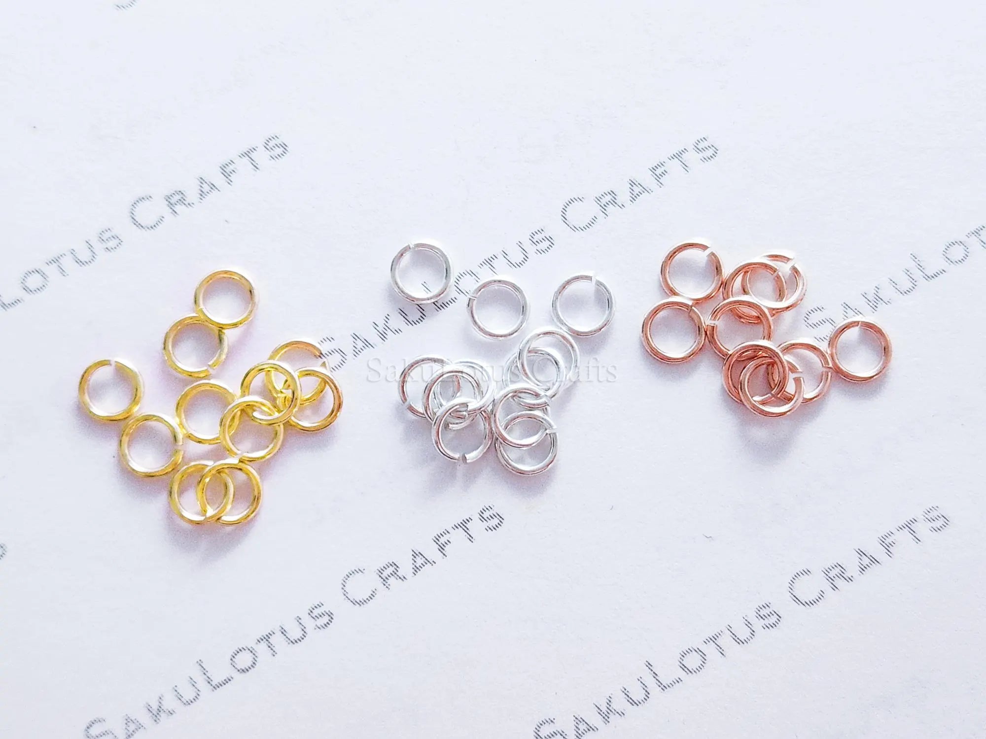 4.5mm, 5mm Solid 925 Sterling Silver Round Open Jump Rings • 18k Yellow & Rose Gold Vermeil