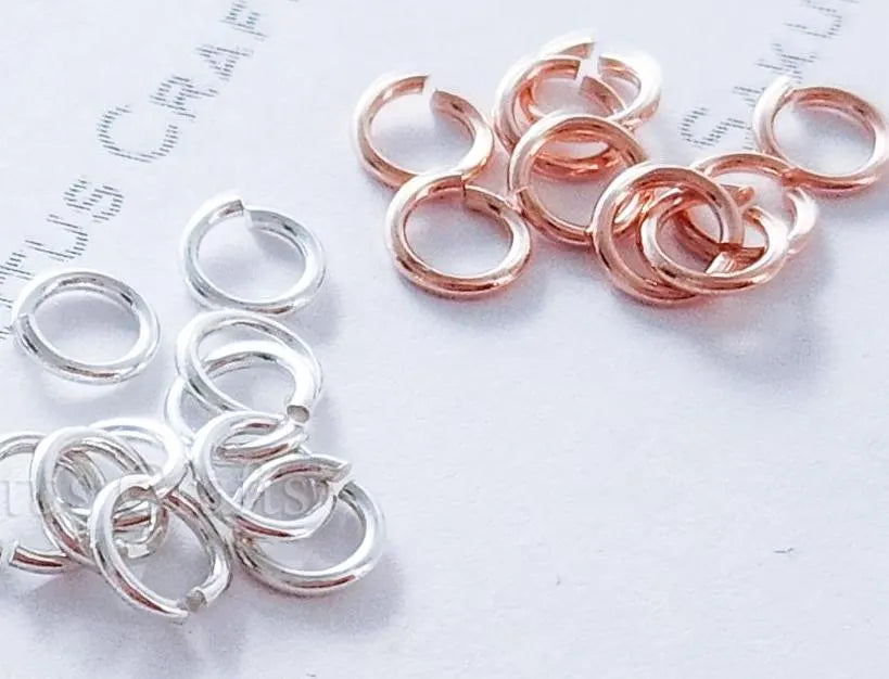 4.5mm, 5mm Solid 925 Sterling Silver Round Open Jump Rings • 18k Yellow & Rose Gold Vermeil