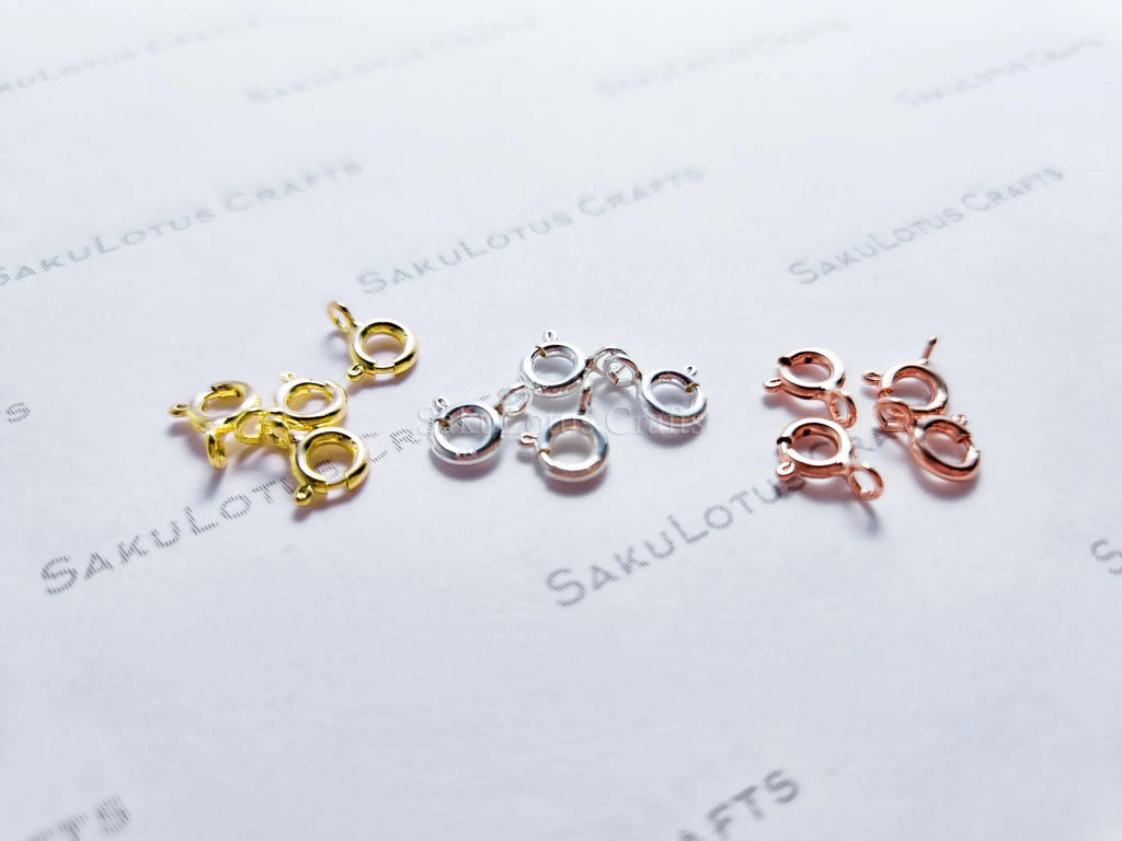 925 Sterling Silver Spring Clasps • 5.5mm Open Ring Connector • Gold Rose Vermeil • Jewelry Making Supplies