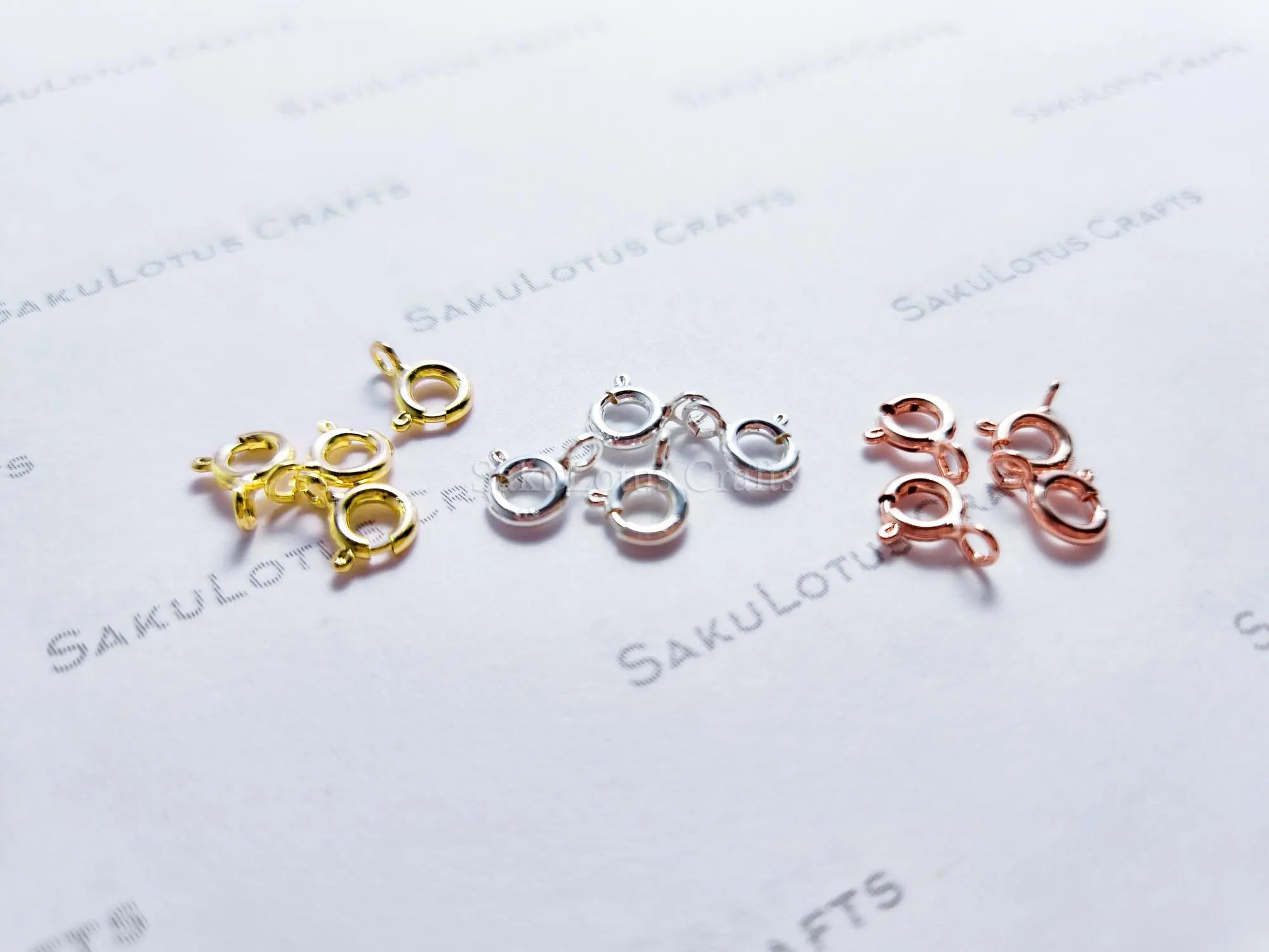 925 Sterling Silver Spring Clasps • 5.5mm Open Ring Connector • Gold Rose Vermeil • Jewelry Making Supplies