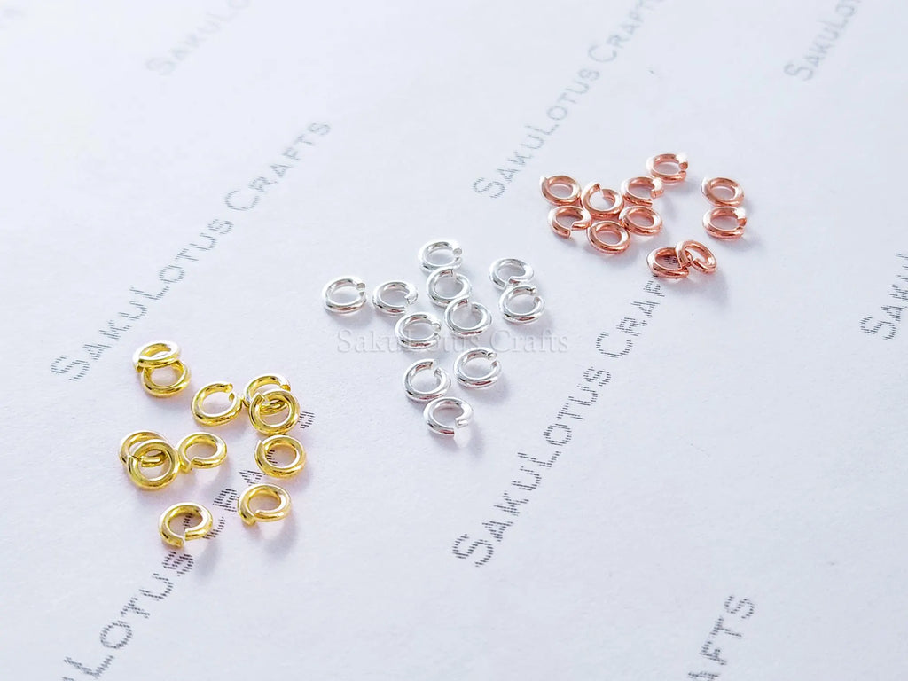 20ga 3.5mm Solid 925 Sterling Silver Open Jump Rings • 18K Gold Rose Vermeil • Jewelry Making Supplies