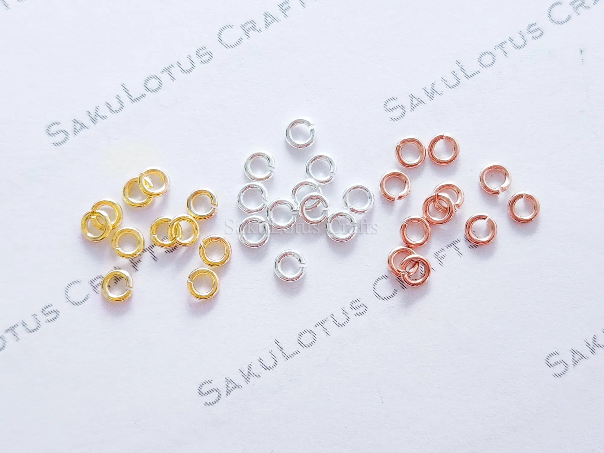20ga 3.5mm Solid 925 Sterling Silver Open Jump Rings • 18K Gold Rose Vermeil • Jewelry Making Supplies