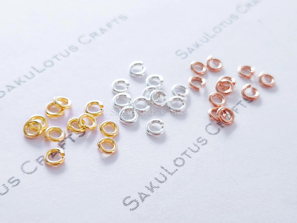 20ga 3.5mm Solid 925 Sterling Silver Open Jump Rings • 18K Gold Rose Vermeil • Jewelry Making Supplies