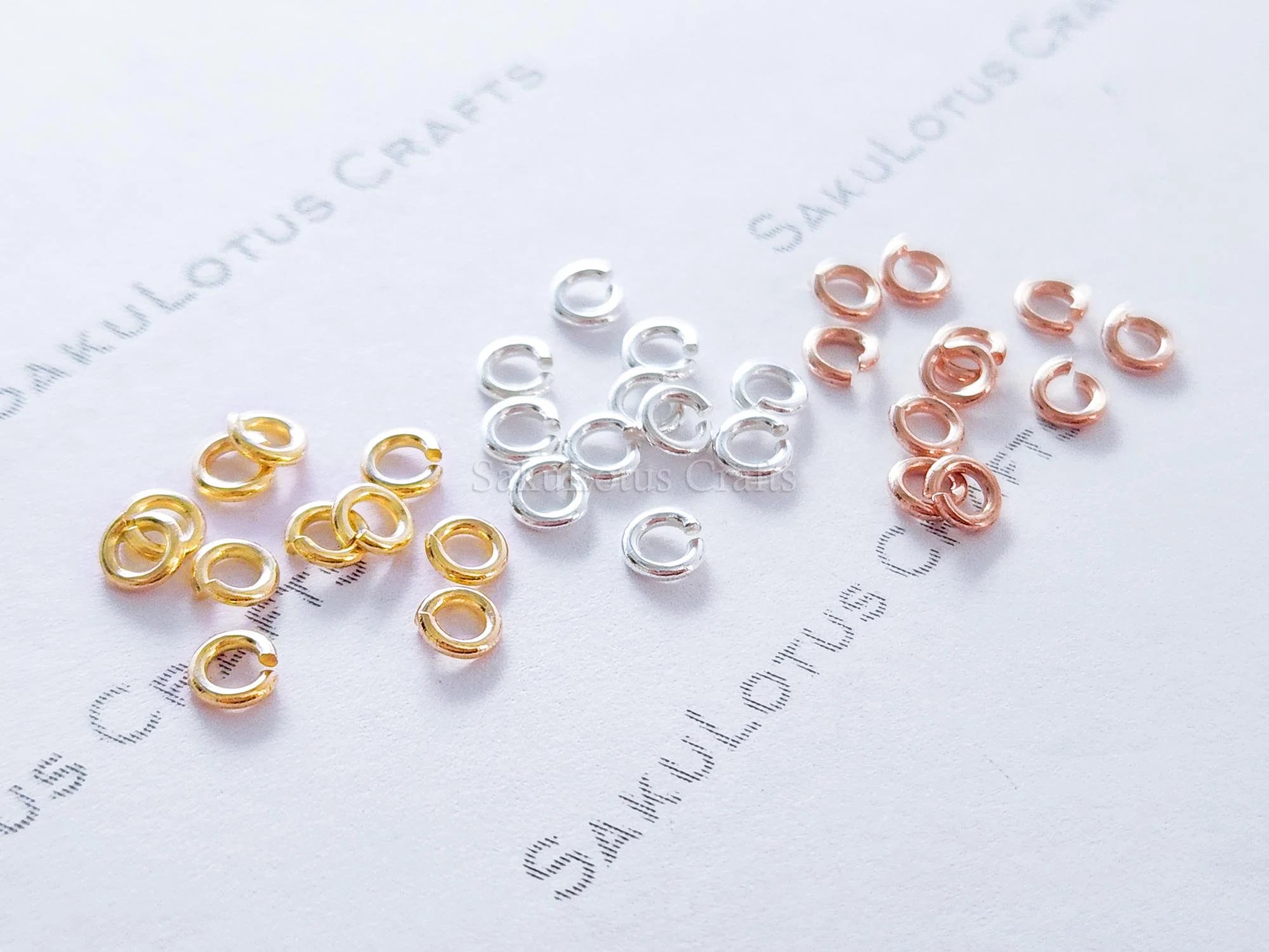 20ga 3.5mm Solid 925 Sterling Silver Open Jump Rings • 18K Gold Rose Vermeil • Jewelry Making Supplies