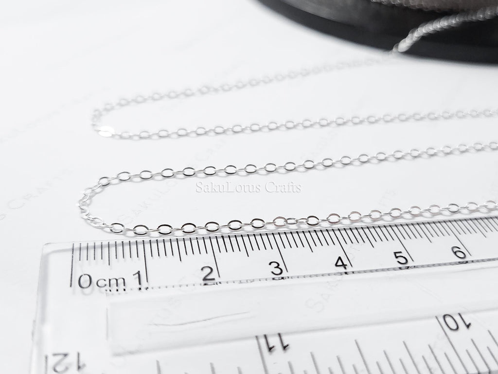 RESTOCKED 2026 Solid 925 Sterling Silver Flat Oval Cable Chain • 1.8x2.6mm • Unfinished By the Foot • Jewelry Making Supplies
