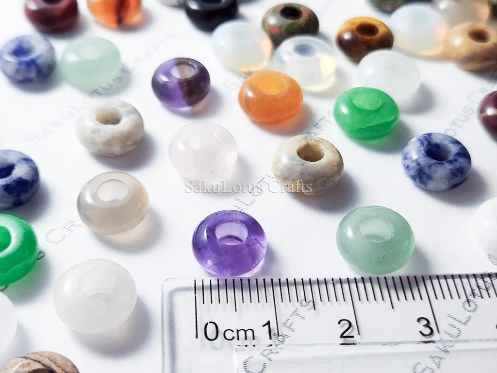 Natural Crystal Tiny Donut Ring Beads • 10mm with 4mm Hole • Gemstone Mini Charms • Jewelry Making Supplies