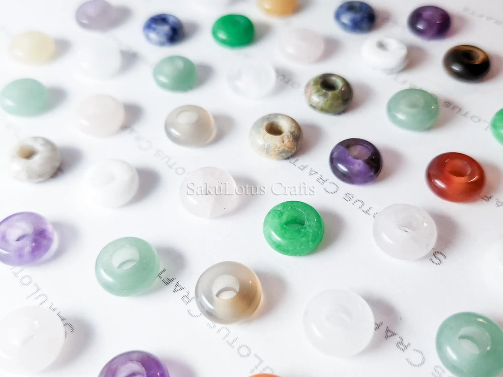 Natural Crystal Tiny Donut Ring Beads • 10mm with 4mm Hole • Gemstone Mini Charms • Jewelry Making Supplies