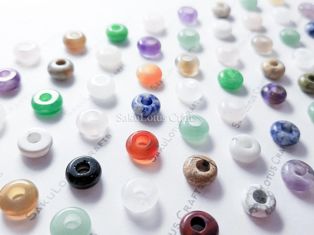 Natural Crystal Tiny Donut Ring Beads • 10mm with 4mm Hole • Gemstone Mini Charms • Jewelry Making Supplies