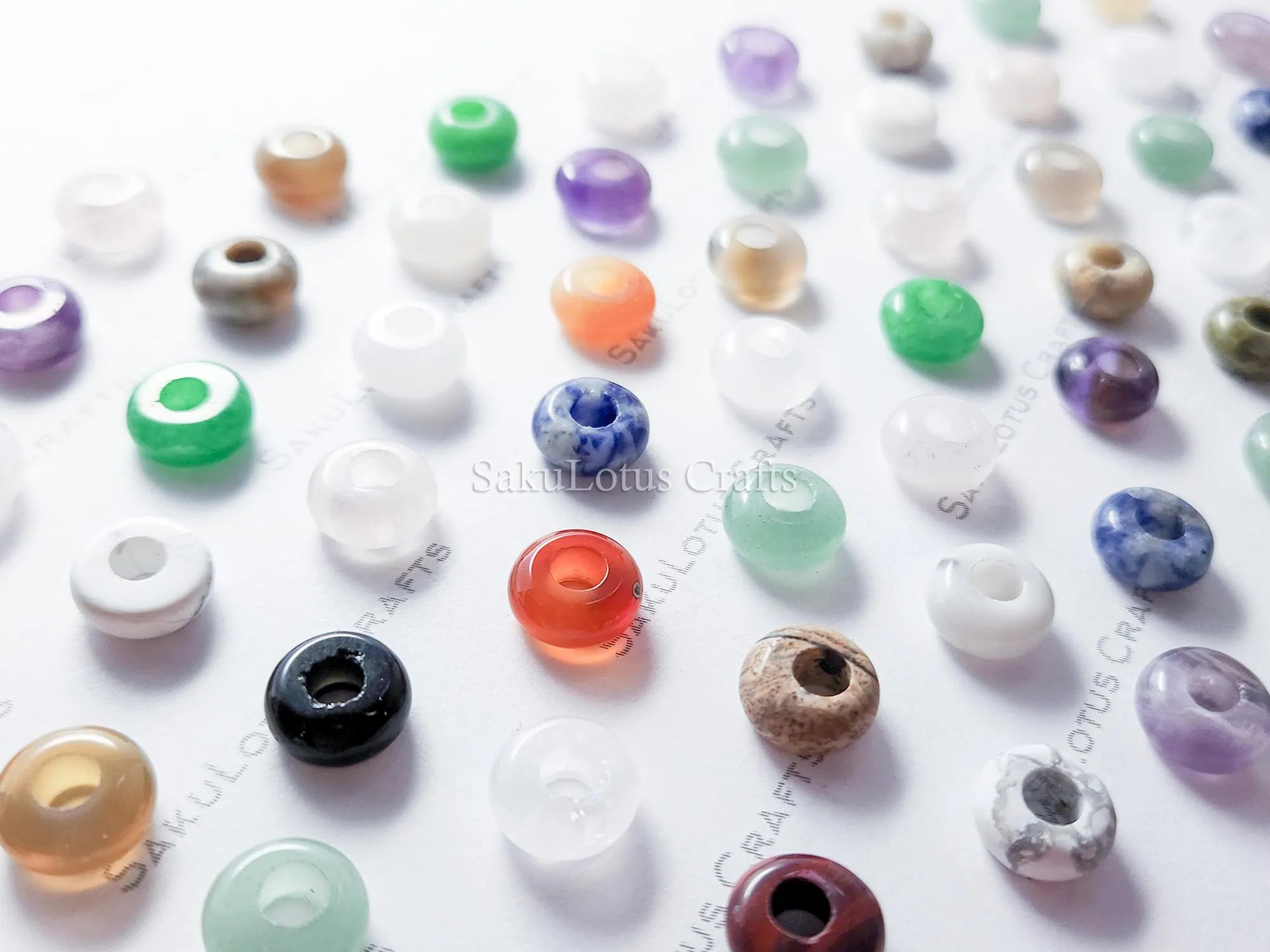 Natural Crystal Tiny Donut Ring Beads • 10mm with 4mm Hole • Gemstone Mini Charms • Jewelry Making Supplies